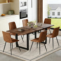 Dining Table Set for 6, 55"-71" Extendable Dining Room Table Set for 6, Modern Wood Kitchen Table with 6 Upholstered Chairs, Space-Saving for Dining Room Apartment, Easy Assembly