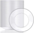 Mimorou Clear Plastic Dessert Plates 5.5 Inch Disposable Cake Plates Small Party Dishes Bulk Clear Round Dishes for Wedding Dinner Appetizers BBQ Travel Catering Events(200 Pcs)