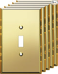 LIDER Reflective Acrylic Toggle Switch Wall Plate, Mirrored Light Switch Cover, Plexiglass Cover Plate, Acrylic Glass, Oversized 1-Gang 5.25" x 3.44", LWP-11O-AGD5P, Gold, 5 Pack
