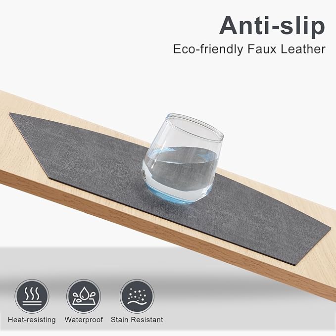 Homaxy Round Table Placemats Set of 4, Washable Wedge Shaped Faux Leather Table Mats, Wipeable Kitchen Dinner Place Mats for Indoor Outdoor, Dark Grey