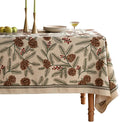 ISAENNE Designer Christmas Beige Linen Square Tablecloth,Pinecones Pattern Indoor Tablecloths,Wrinkle Resistant Decor Table Cloth for Dining Thanksgiving Kitchen Christmas,67"*67"-Carol B