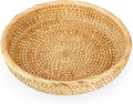 Hipiwe Small Round Keys Basket Bowl for Entryway 8.6" Hand-woven Wicker Storage Basket Rattan Decorative Basket Fruit Candy Cake Food Serving Baskets Tray for Keys, Wallet, Cell Phone