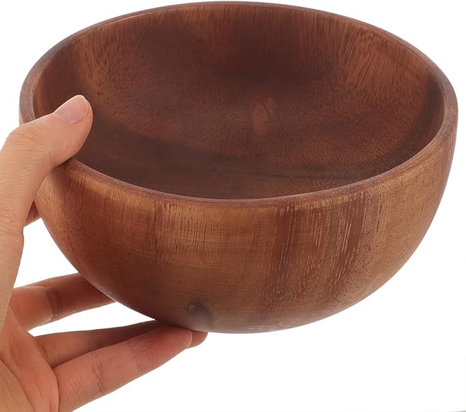 Wooden Salad Bowl Large Flat Bottom Serving Bowl Teak Wood Smooth Natural Finish for Entertaining and Dining
