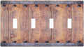 Light Switch Cover Rustic Farmhouse Barn Door Vintage Wood 4 Gang Switch Plate Quad Toggle Wall Plates Decorative Switchplate Electrical Outlet Cover for Bathroom Cabin Decor