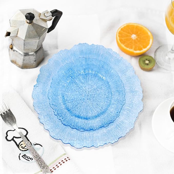 U-QE 60PCS Clear Blue Plates - Blue Plastic Hanukkah Plates Disposable&Reusable - Heavy Duty Plastic Plate for Hanukkah, Party&Wedding Including 30 Dinner Plate 10" & 30 Appetizer Plate 7"
