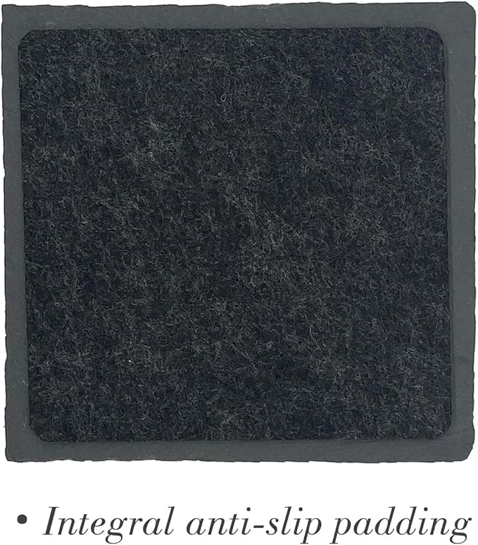 8 Pack 4 inch Square Slate Coasters with Metal Holder,Handmade Natural Rough Edge,with Integral Anti-Skid pad,Laser Engraving Blanks,Stone Coasters