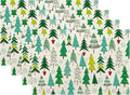 Christmas Placemats Set of 4 Sage Green Christmas Trees Decor Place Mats 12x18 Inch Snowflake Xmas Winter Holiday Decorative Linen Table Mats for Home Kitchen Dining Party Table Decoration