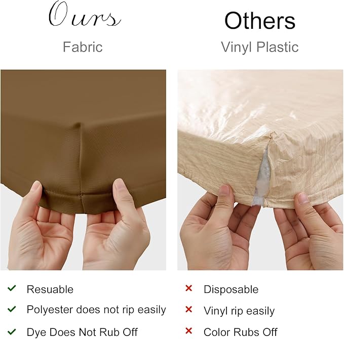 homing 2 Pack Rectangle Table Cloth, Elastic Fitted Fabric Tablecloth Fits for 6 Foot Folding Tables, Washable Table Cover for Picnic, Camping, Indoor & Outdoor (Brown, 30" x 72")