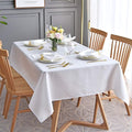maxmill Jacquard Table Cloth Waving Pattern Water Resistant Wrinkle Resistance Heavy Weight Soft Tablecloth for Kitchen Dinning Tabletop Decoration Oblong 60 x 140 Inch White