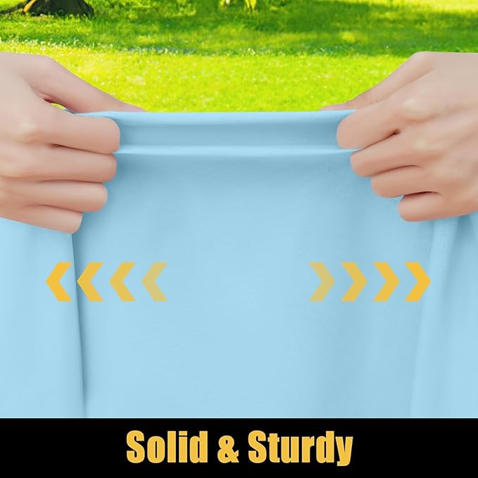 Smiry Rectangle Picnic Table Cloth, Waterproof Elastic Fitted Tablecloths for 4 Foot Tables, Washable Polyester Table Cover for Camping, Indoor and Outdoor (Light Blue, 24"x48")