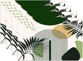 Boho Mid Century Sun Placemats Printed Modern Rainbow Leaves Green Design Washable Place Mats 12x18Inch for Dining Kitchen Farmhouse Decor 4 PCS