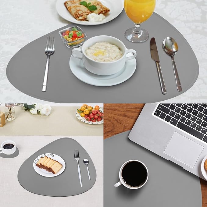 Placemats Set of 6, Faux Leather Placemats, Oval Table Mats, Heat Stain Scratch Resistant Non-Slip Waterproof Oil-Proof Washable Wipeable Outdoor Indoor for Dining Patio Table Kitchen Decor and Kids