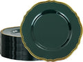 Hioasis 60pcs Green Plastic Plates - Green and Gold Disposable Dinnerware with Gold Rim, Heavy-duty, 10.25 inch, Dinner Plates for Party & Wedding