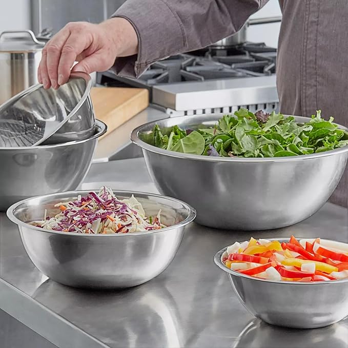 Stainless Steel 4 QT Mixing Bowl | Home & Commercial Quality | Flat Bottom | Cooking, Baking, Meal Prep [1PK]