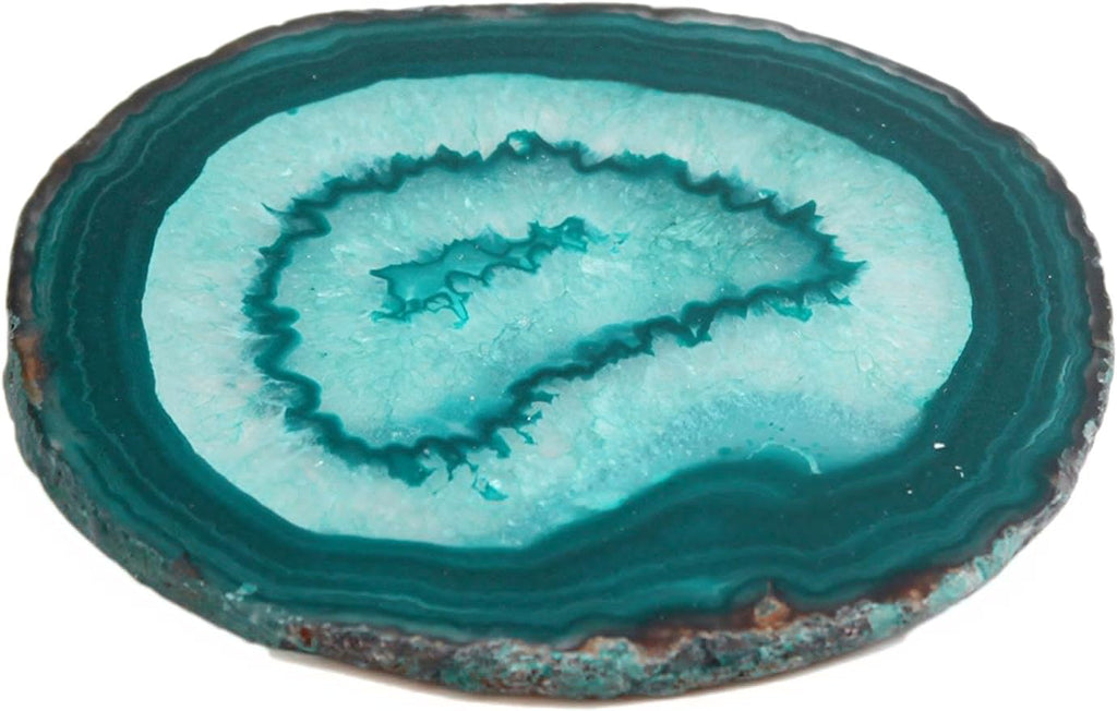 AMOYSTONE Teal Agate Coasters Set of 4, 3.5-4 Inch Large Stone Coasters, Heat Resistant & Non-Porous, Luxury Drink Accessories for Entertaining, Dinner Party Decor