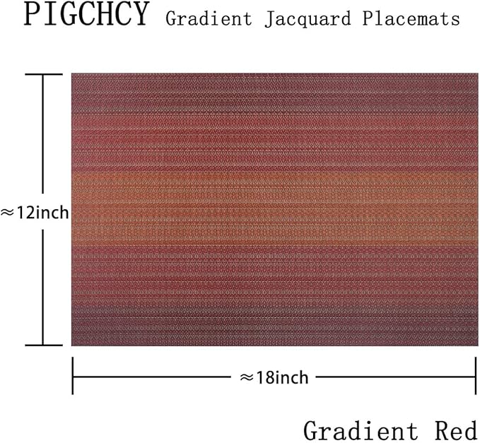 PIGCHCY Placemat,Washable Woven Non-Slip Insulation Durable Placemat Vinyl Table Mat Set of 4 (Scarlet Red)