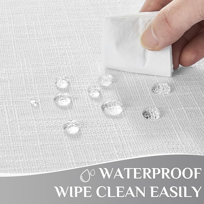 Softalker Linen Textured Rectangle Tablecloth, Waterproof Wipeable Farmhouse Burlap Table Cloth, Stain Resistant Wrinkle Free Table Covers for Kitchen Dining Holiday Party (60 x 104, White)