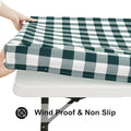 Smiry Rectangle Picnic Table Cloth, Elastic Waterproof Fitted Vinyl Tablecloths, Flannel Backed Buffalo Plaid Table Covers for Dining, Camping, Outdoor (Hunter Green and White, 30" x 72")