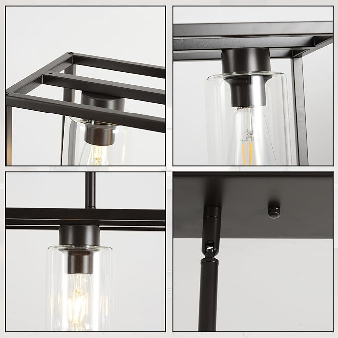 XILICON Dining Rooms Oil Rubbed Bronze Chandeliers,Kitchen Island Farmhouse Lighting Fixture Industrial Rustic Ceiling Hanging 6 Light Modern Pendant Light with Glass Shade