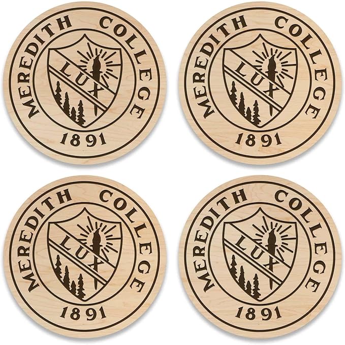 LazerEdge Meredith College Angels Wooden Coaster Set - Maple Wood - Officially Licensed Product - 4-Pack