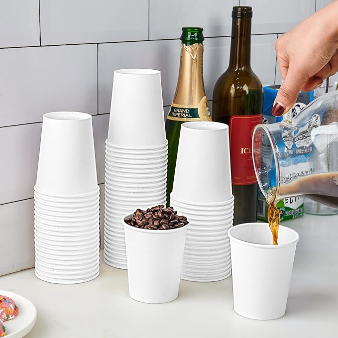 Turbo Bee Disposable Paper Coffee Cups 16oz, 210 Pack White Paper Cups,Disposable Hot Drinking Cups