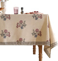 ISAENNE Designer Linen Light Beige Extra Long Table Cloth Rectangle,French Colorful Floral Tablecloth,Stain Resistant Decor Tablecloths for Dining Thanksgiving Kitchen,63"*110"-Helena E