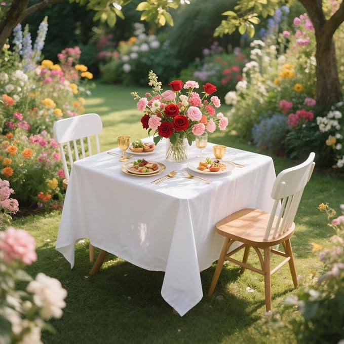 8 Pack White Square Tablecloth 70 x 70 Washable Polyester Table Cloth for Square or Round Tables, Wrinkle Resistant Fabric Decorative Covers for Dining Party Banquet Buffet and Wedding