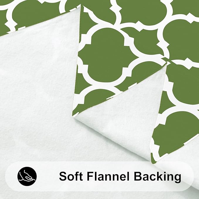 Smiry Rectangle Table Cloth, Waterproof Vinyl Tablecloth with Flannel Backing for Rectangle Tables, Wipeable Spillproof Plastic Tablecloths for Dining, Camping, Indoor and Outdoor (52"x70", Green)