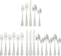 Amazon Basics Silverware Set, Stainless Steel Flatware, Dishwasher Safe, Service for 4, 20-Piece Forks and Spoons, Crown Edge