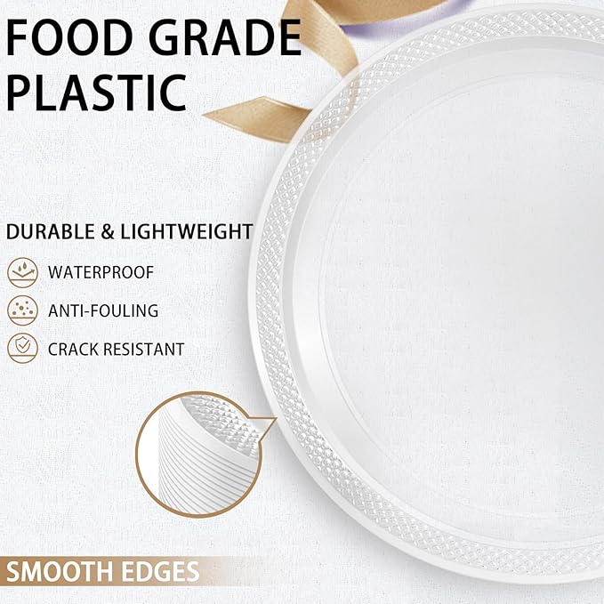WELLIFE 7 Inch Clear Dessert Plates 150 Count, Clear Disposable Plastic Plates for Party Dessert Cake Appetizers Salad Wedding Engagement St. Patrick's Day Easter