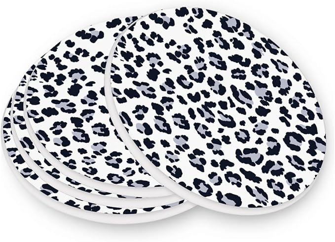 Coasters for Drinks Coaster Drink Set Decorative Coffee Table Desk Cup Mat Spring Cute Cork Bar Backing Round Home Decor Grey Leopard Print30