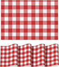 Artoid Mode Buffalo Plaid Vinyl Placemats Set of 4, 12x18 Inch Washable Non-Slip Heat Resistant Plastic Place Mats for Party Dining Table, Red/White