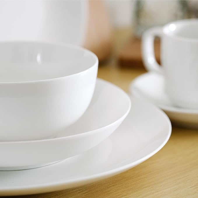 BTaT- White Soup Bowls Set of 12, 16 Ounces, Porcelain Dishes for Soup, Rice, Salad, Noodle, Microwave, Oven, Freezer & Dishwasher Safe, Deep White Cereal Bowls for Kitchen, Christmas Gifts