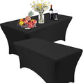 RELIANCER 2 Pack Stretch Spandex Table Covers for Rectangular Tables,4FT Elastic Fitted Tablecloth,Universal Rectangular Table Cloth Protector for Outdoor Party,Wedding,Bar,Birthday,Banquet,Events