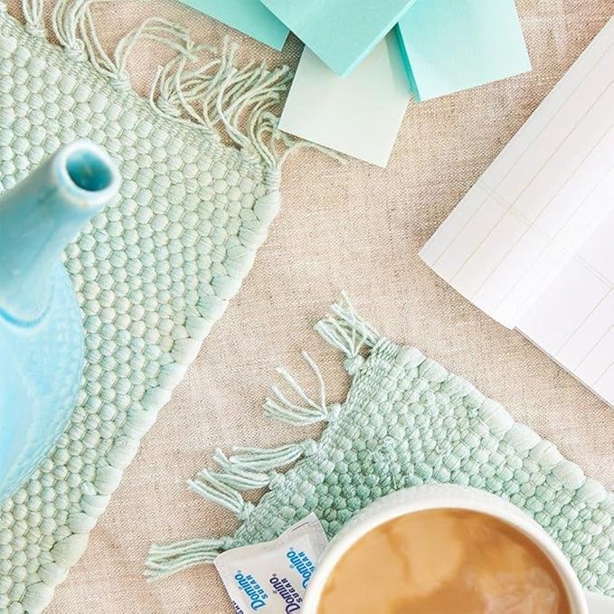 PILLOWPIA Handcrafted Chindi Rag Rug Hot Pad – 100% Cotton, Handwoven, Colorful & Eco-Friendly | Boho Kitchen Accessory for Table, Counter, or Serving Use - Aquatic