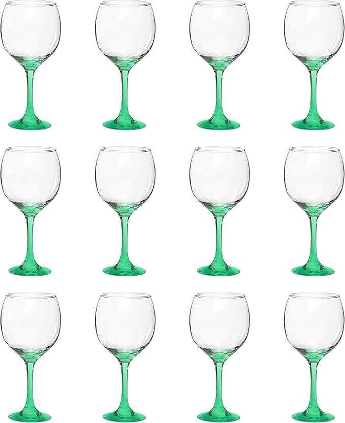 DISCOUNT PROMOS Premiere Wedding Wine Glasses 20.5 oz. Set of 12, Bulk Pack - Restaurant Glassware, Perfect for Red Wine or White Wine - Green