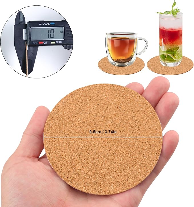 500 PCS 3.74 Inch Round Self-Adhesive Cork for Coasters, Cork Coaster Backing Pad for Home Tabletop Decoration