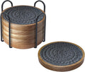 6 Pack Coasters for Drinks Absorbent, 4.3 inches Cork Coasters for Coffee Tables, Wooden Drink Coasters for Table Protection, Cute Coasters for Kitchen, Farmhouse, Bar, and Office (Dark Gray)