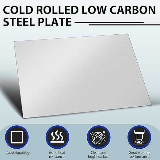 4 Pcs 16 Gauge Mild Metal Steel Sheet Plate Weldable Carbon Cold Panels Square Rolled for Outside Industrial DIY Weld Accessories, Easy Formability Smooth Surface (16 x 12 Inch)