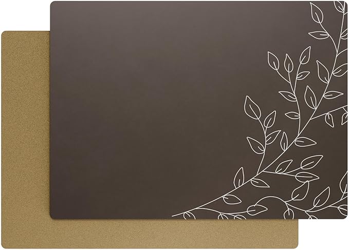 Royalty Art Brown Boho Placemats, 4 Pc. Set, Non-Slip Cork Backed, Wipeable Heat Resistant Surface for Kitchen and Dining Table Protection, Cute Floral Pattern for Farmhouse or Rustic Decor