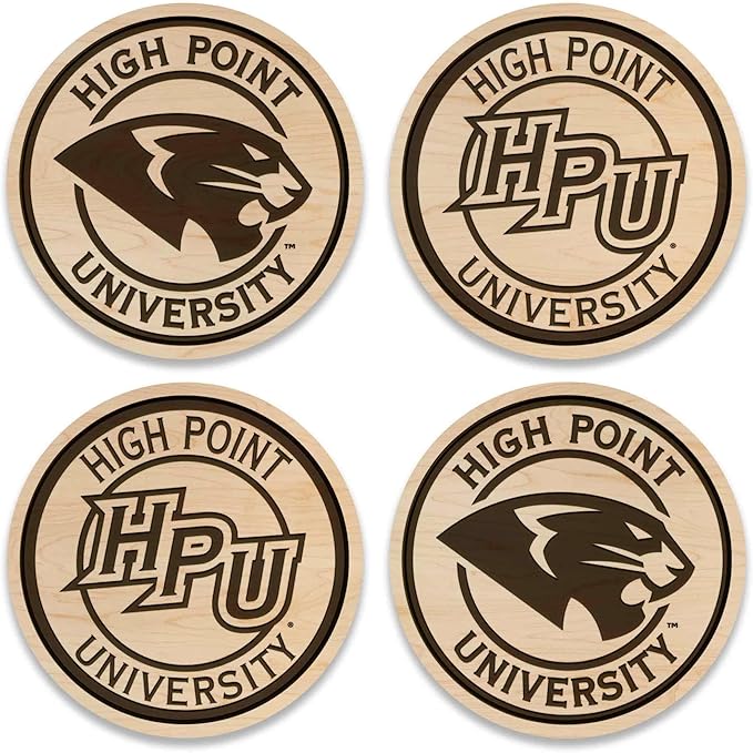 LazerEdge High Point Panthers Wooden Coaster Set - Maple Wood - Officially Licensed Product - 4-Pack