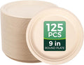 100% Compostable Plates - Disposable, Heavy Duty, Biodegradable, Eco-Friendly (Natural, 9 inch, 125-Count)
