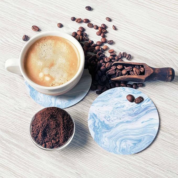 Marbled Textures Table Coasters for Drinks Liquid Art Modern Contemporary Fluid 100% Diatomite Home and Dining Room Bar Decor 4 X 4 X 0.35 Inch for Men Women