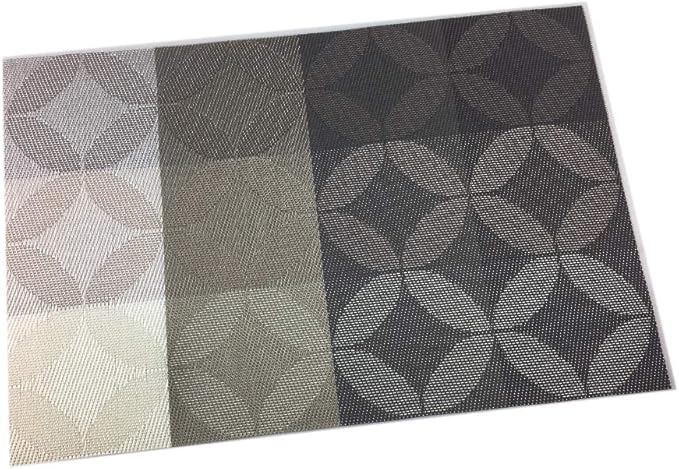 Gugrida Set of 6 Heat-Resistant, Stain Resistant, Anti-Skid, Washable Non-Slip PVC Woven Vinyl Kitchen Table Mats - 30x45 cm (Black)