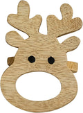 Split P Ginger Deer Napkin Ring Set of 4 | Wooden Reindeer Napkin Holders for Christmas Table Décor | 3.25" x 2.3" | Festive Farmhouse Holiday Napkin Rings