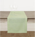 Solino Home Linen Sage Green Table Runner 90 Inches Long - 100% Pure Linen Hemstitch 14 x 90 Inch Table Runner for Dining, Spring, Easter, St Patricks Day - Classic Hemstitch