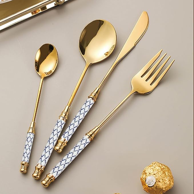 40-piece Silverware Set With Ceramic Handle, Premium Food Grade Stainless Steel Flatware Sets, Mirror Polished Cutlery Set, Dishwasher Safe (for 8 People)