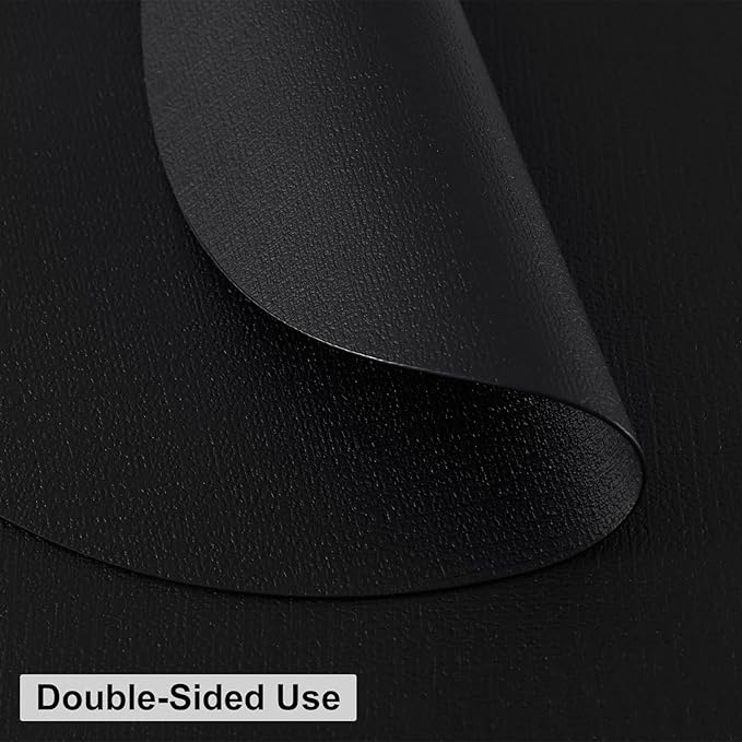 homing Round Faux Leather Placemat and Coaster 4 Packs, Washable Heat Resistant Dining Place Mats, Wipeable Double-Sided Table Mats for Indoor and Outdoor, Diameter 13 and 3.93 inch, Black