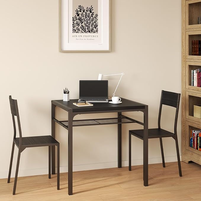 Gizoon Dining Table Set for 2, 3 Piece Kitchen Table with 2 Chairs for Small Space, Apartment, Kitchen, Dining Room, Space-Saving