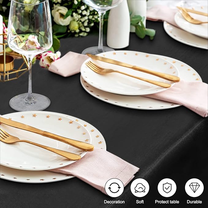 Moukeren 18 Pack Rectangle Tablecloths 58 x 102 Inch Table Cloth Reusable Washable Polyester Table Clothes Bulk for 6 ft Tables for Wedding, Party, Restaurant (Black)